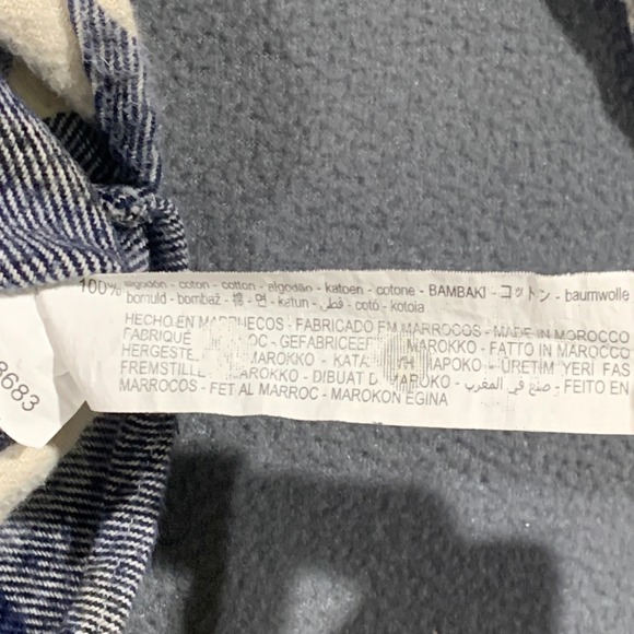 Zara Boys Plaid Flannel Shirt Jacket Size 4-5‎ Years Navy Blue Cream 100% Cotton - Picture 3 of 5